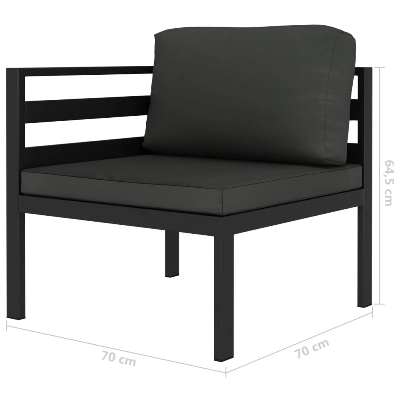 3-cz. zestaw wypoczynkowy, poduszki, aluminium, antracyt