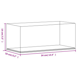 PUDEŁKO EKSPPOZYCYJNE PRZEZROCZYSTE AKRYLOWE 34X16X14 CM KOLEKCJONERSKIE SOLIDNE OCHRONA PRZED KOROZJĄ