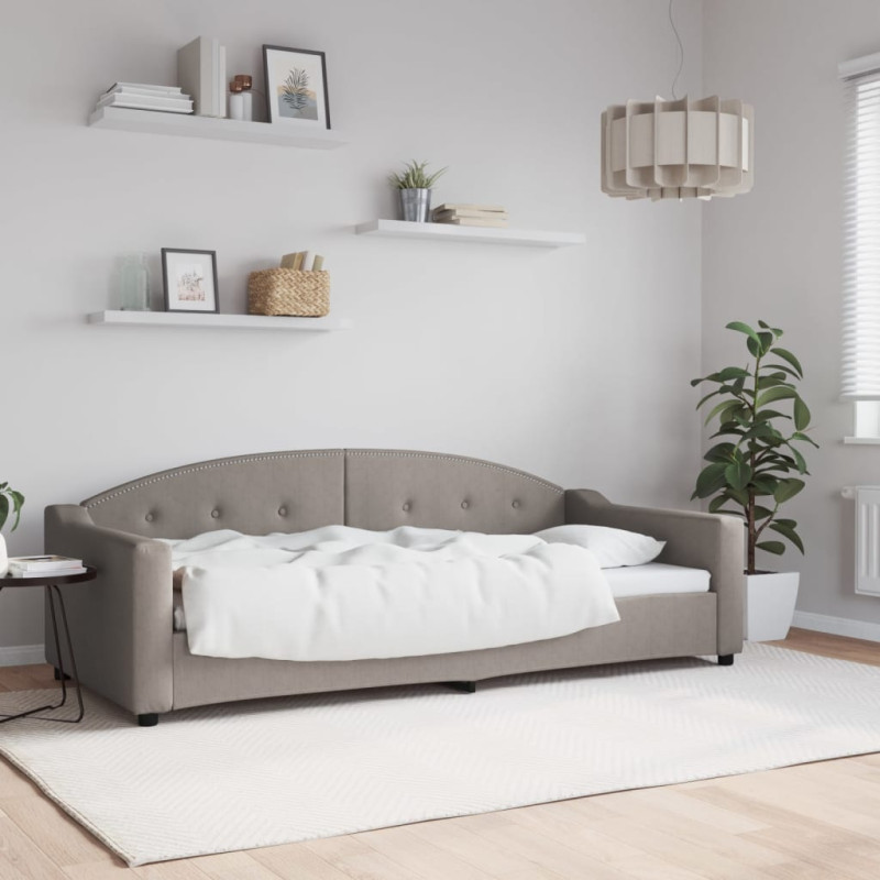 Sofa z funkcją spania, kolor taupe, 90x200 cm, obita tkaniną
