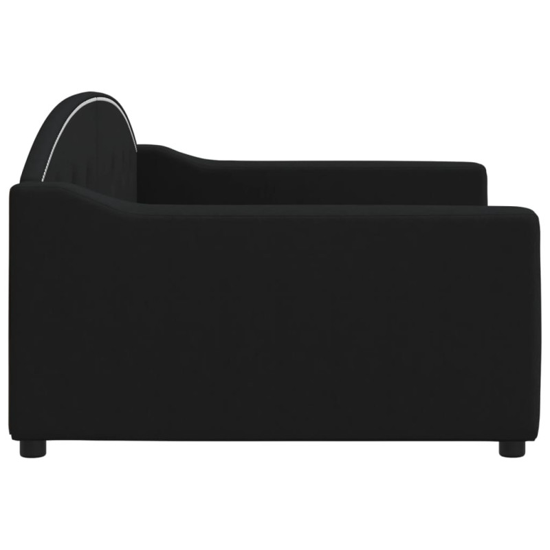 Sofa z funkcją spania, czarna, 100x200 cm, obita tkaniną