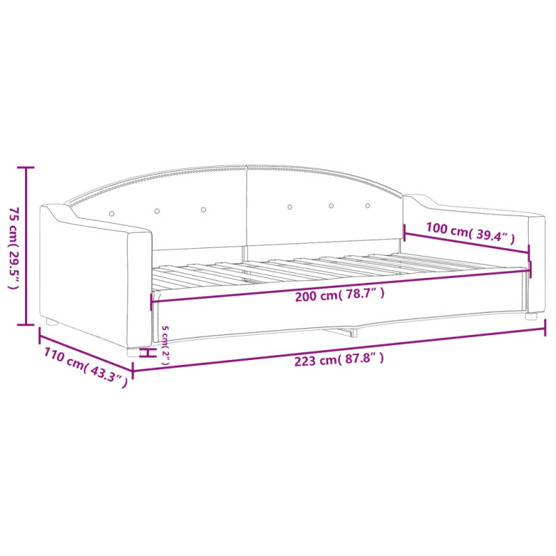 Sofa z funkcją spania, czarna, 100x200 cm, obita tkaniną