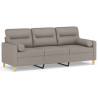3-osobowa sofa z poduszkami, kolor taupe, 180 cm, tkanina
