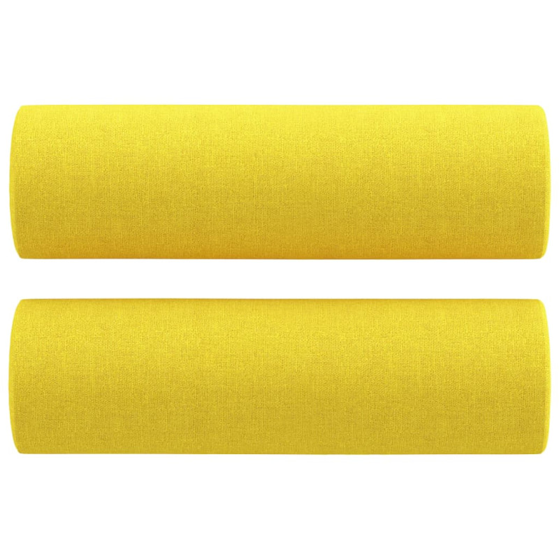 3-osobowa sofa z poduszkami, jasnożółta, 180 cm, tkanina
