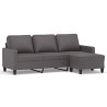 3-osobowa sofa z podnóżkiem, szary, 180 cm, sztuczna skóra
