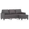 3-osobowa sofa z podnóżkiem, szary, 180 cm, sztuczna skóra