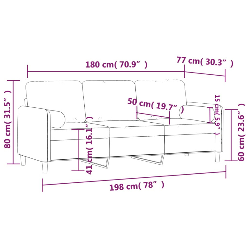 3-osobowa sofa z poduszkami, żółta, 180 cm, aksamit