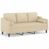3-osobowa sofa z poduszkami, kremowa, 180 cm, tkanina