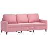 3-osobowa sofa z podnóżkiem, różowa, 180 cm, aksamitem