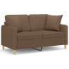 2-osobowa sofa z poduszkami, brązowa, 120 cm, tkanina