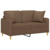 2-osobowa sofa z poduszkami, brązowa, 120 cm, tkanina