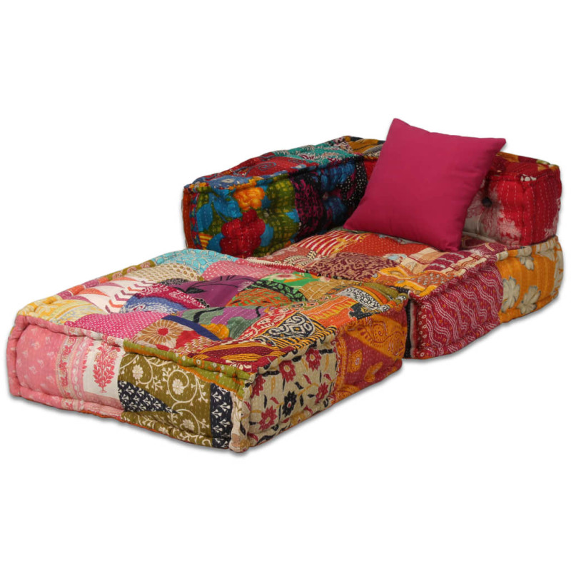 Puf modułowy, 2-osobowy, patchwork, tkanina