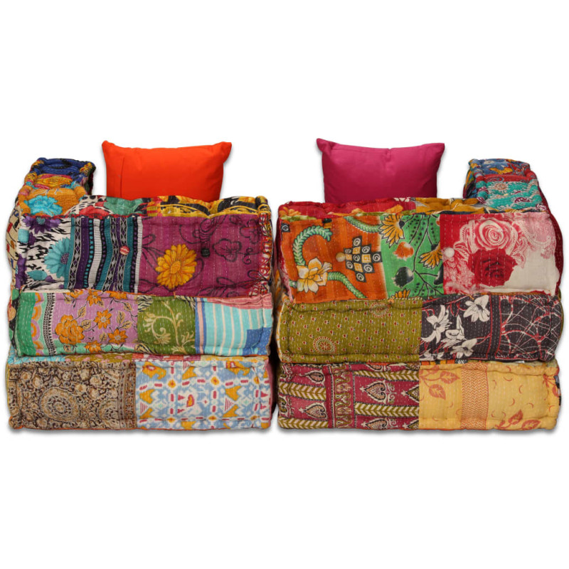 Puf modułowy, 2-osobowy, patchwork, tkanina
