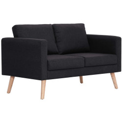 2-osobowa sofa tapicerowana tkaniną, czarna