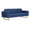 3-osobowa sofa tapicerowana tkaniną, niebieska