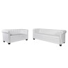 Zestaw sof typu Chesterfield: 2- i 3-osobowa, eko-skóra, białe