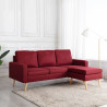 3-osobowa sofa z podnóżkiem winna czerwień tapicerowana tkaniną