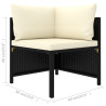 4-częściowa sofa ogrodowa, poduszki, rattan PE, czarna