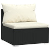 3-osobowa sofa z poduszkami, czarna, polirattanowa