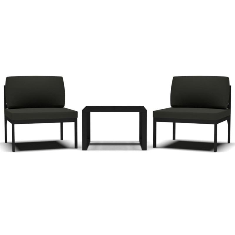 3-cz. zestaw wypoczynkowy z poduszkami, aluminium, antracytowy