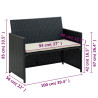 2-osobowa sofa ogrodowa z poduszkami, polirattan, czarna