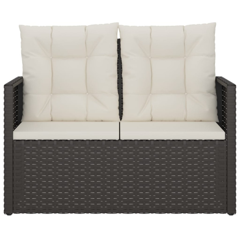 Ławka ogrodowa z poduszkami, czarna, 105 cm, polirattan