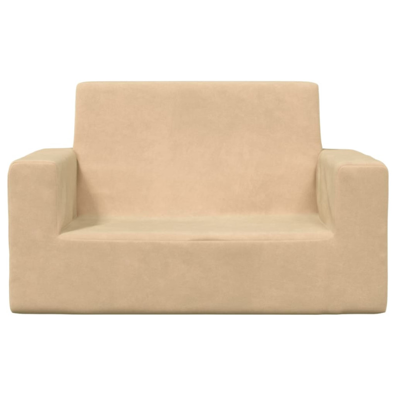 2-os. sofa dla dzieci, kremowa, miękki plusz
