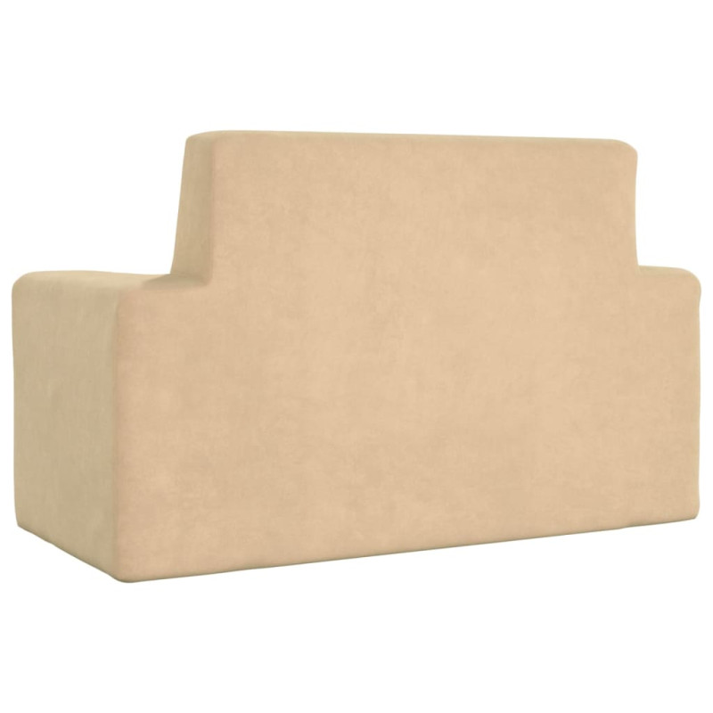 2-os. sofa dla dzieci, kremowa, miękki plusz