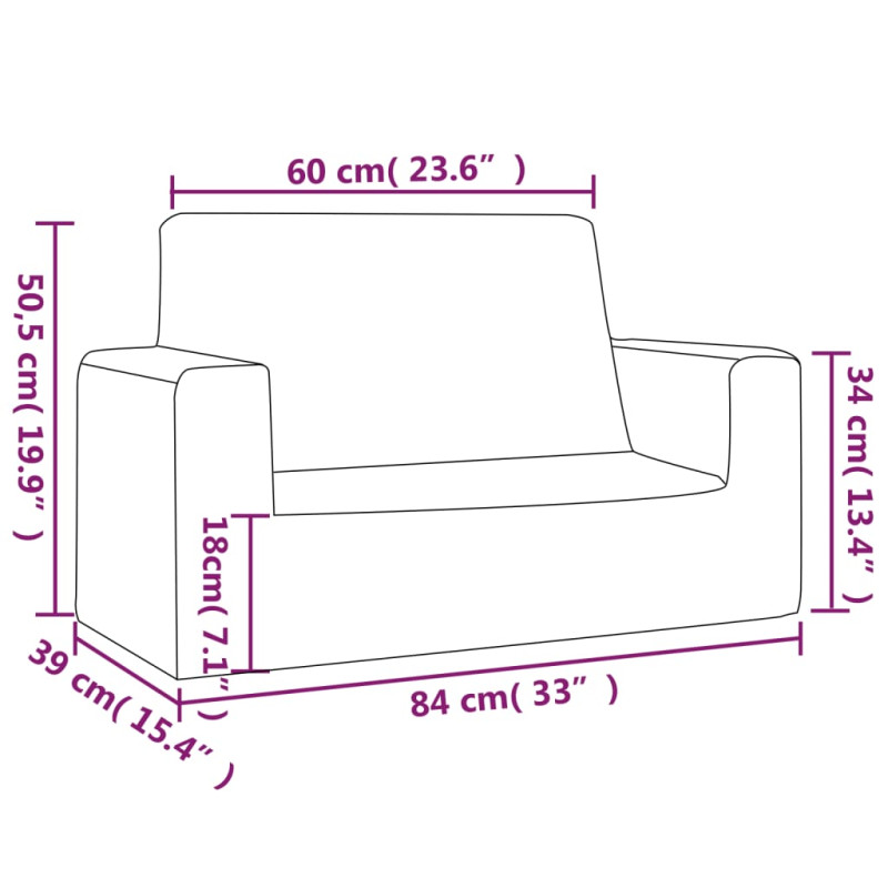2-os. sofa dla dzieci, kremowa, miękki plusz