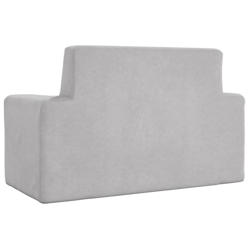 2-os. sofa dla dzieci, jasnoszara, miękki plusz