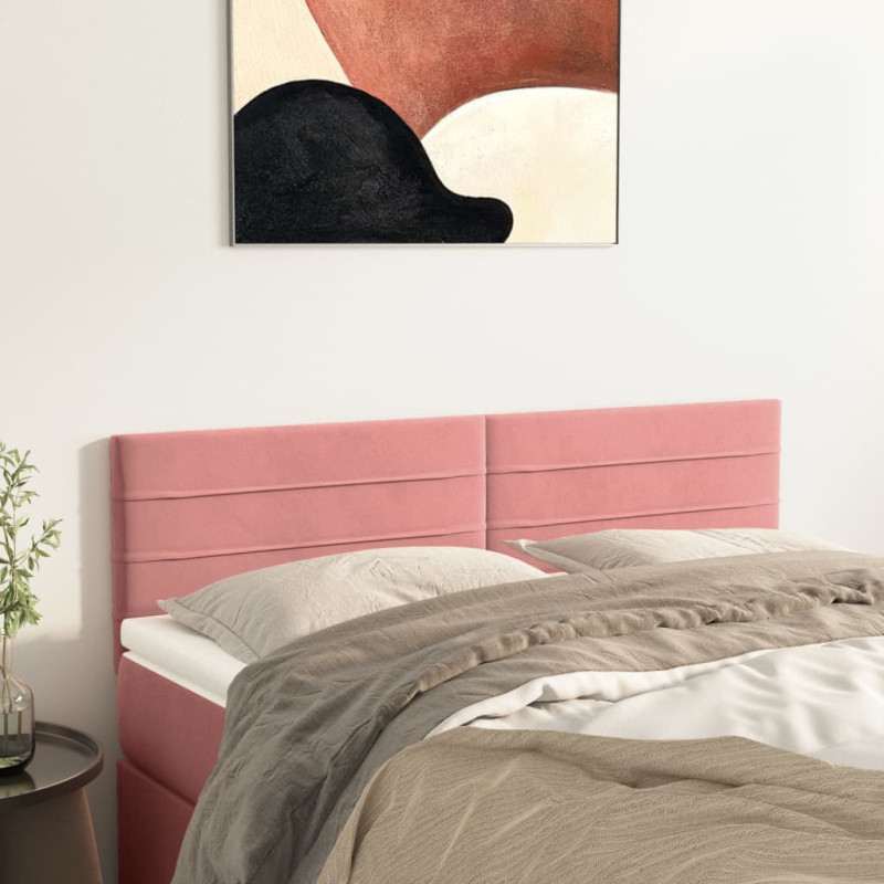 Zagłówki do łóżka, 2 szt., różowy, 72x5x78/88 cm, aksamit