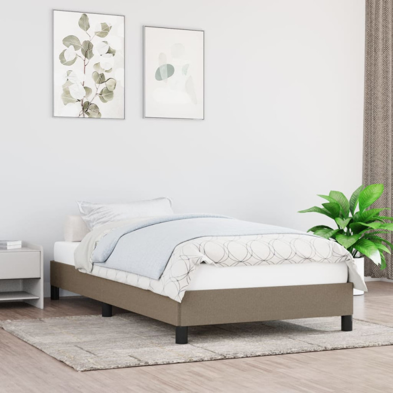 Rama łóżka bez materaca, taupe, 100x200 cm, obita tkaniną