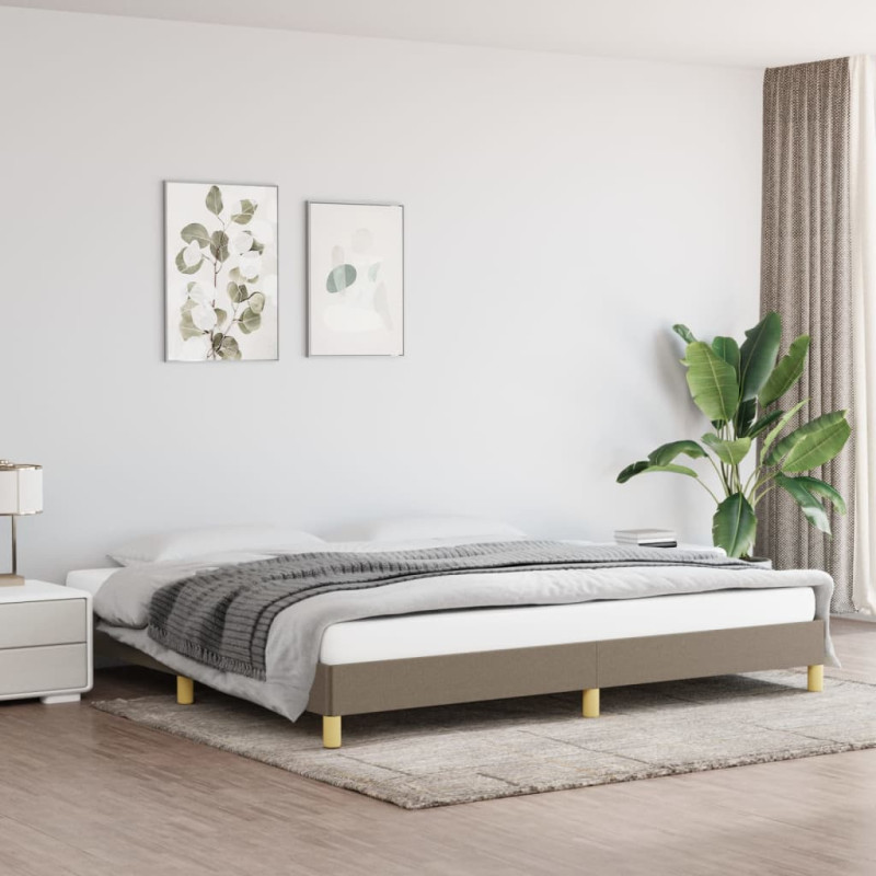 Rama łóżka bez materaca, taupe, 200x200 cm, obita tkaniną