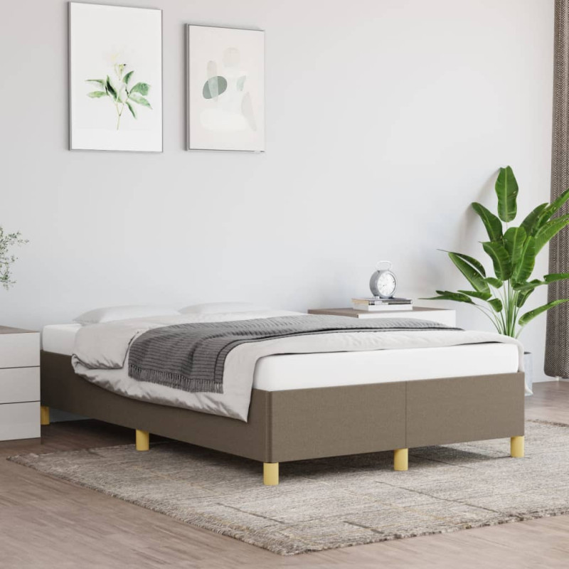 Rama łóżka bez materaca, taupe, 120x200 cm, obita tkaniną