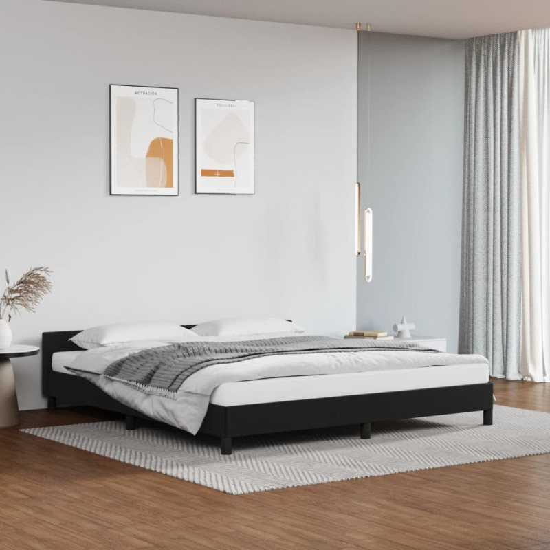 Rama łóżka z zagłówkiem bez materaca, czarna, 160x200 cm