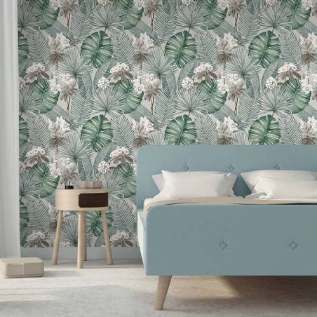 DUTCH WALLCOVERINGS Tapeta Eden, szaro-jasnozielona