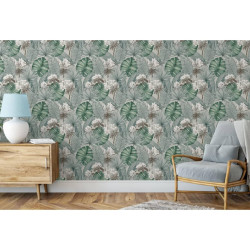 DUTCH WALLCOVERINGS Tapeta Eden, szaro-jasnozielona