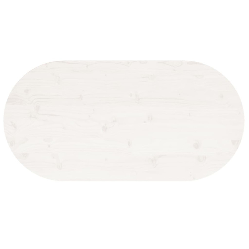 Blat stołu, biały, 90x45x2,5 cm, lite drewno sosnowe, owalny