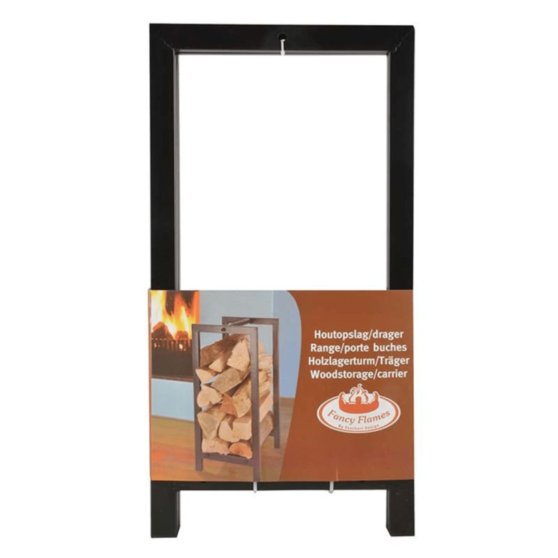 Esschert Design Stojak i kosz na drewno, czarny