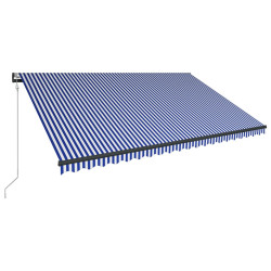 Markiza z LED i czujnikiem wiatru, 500x300 cm, niebiesko-biała