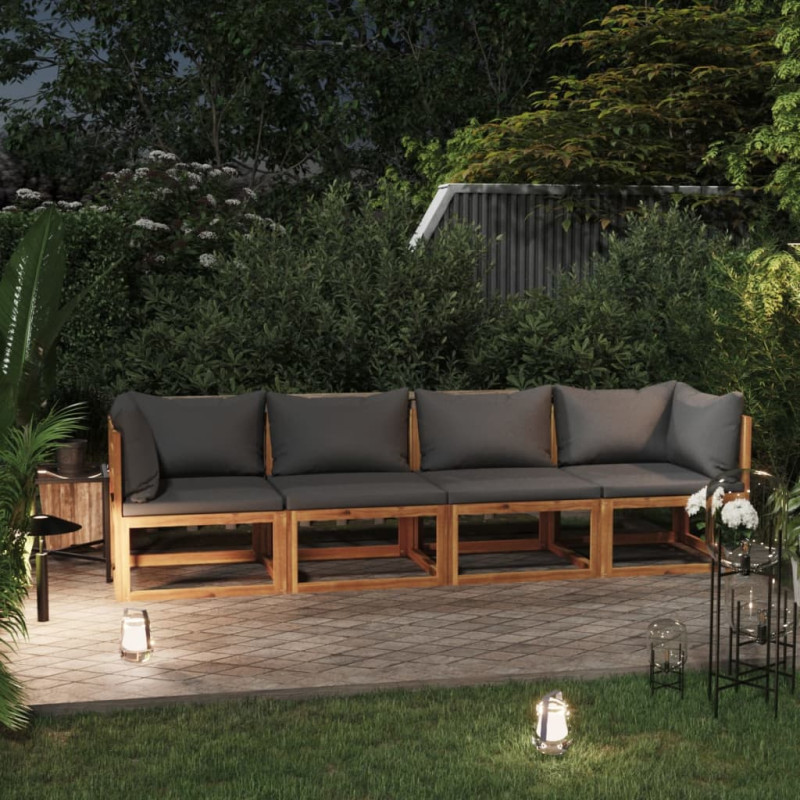 4-osobowa sofa ogrodowa z poduszkami, lite drewno akacjowe