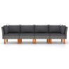 4-osobowa sofa ogrodowa z poduszkami, polirattan, szara