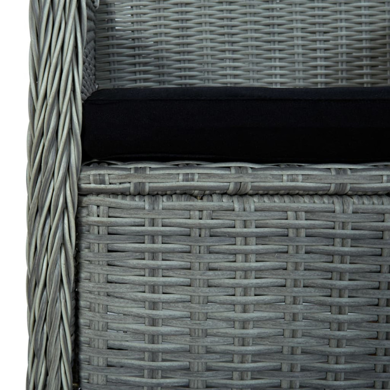 9-cz. zestaw mebli ogrodowych, poduszki, rattan PE, jasnoszary