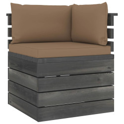 Ogrodowa sofa narożna z palet, z poduszkami, drewno sosnowe