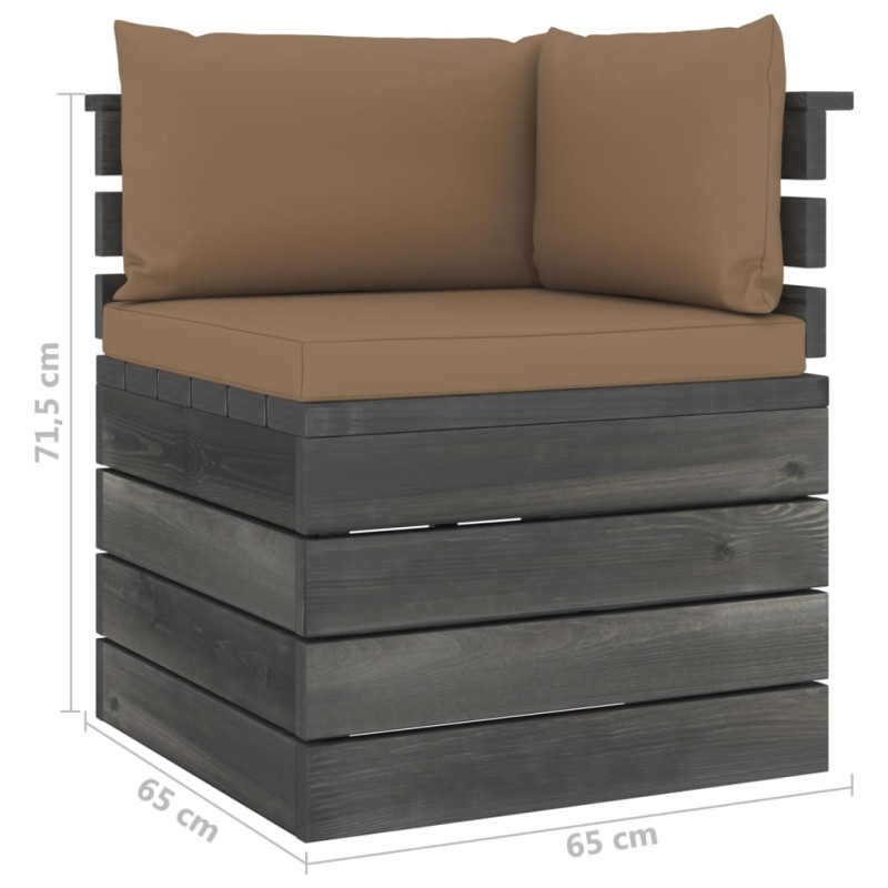 Ogrodowa sofa narożna z palet, z poduszkami, drewno sosnowe
