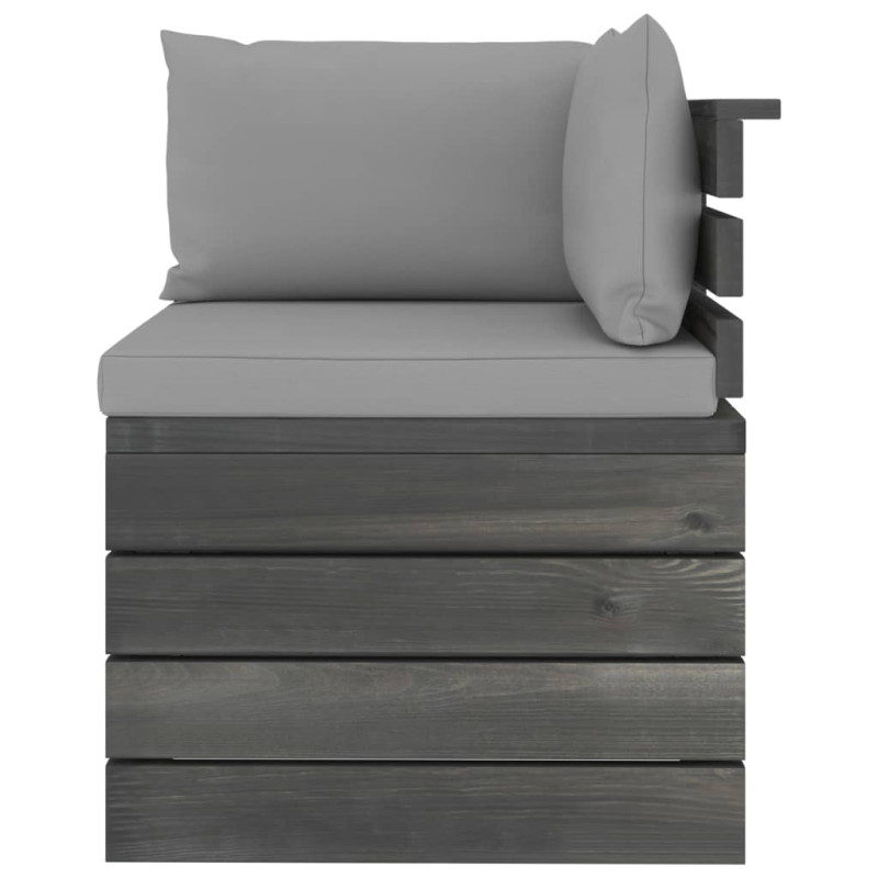 Ogrodowa sofa narożna z palet, z poduszkami, drewno sosnowe