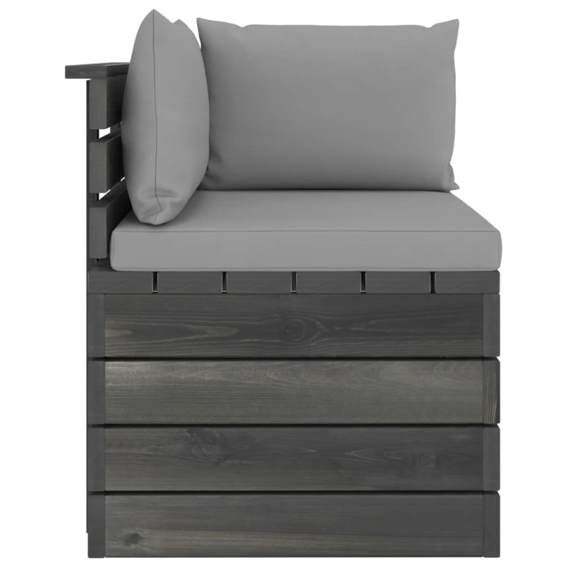 Ogrodowa sofa narożna z palet, z poduszkami, drewno sosnowe