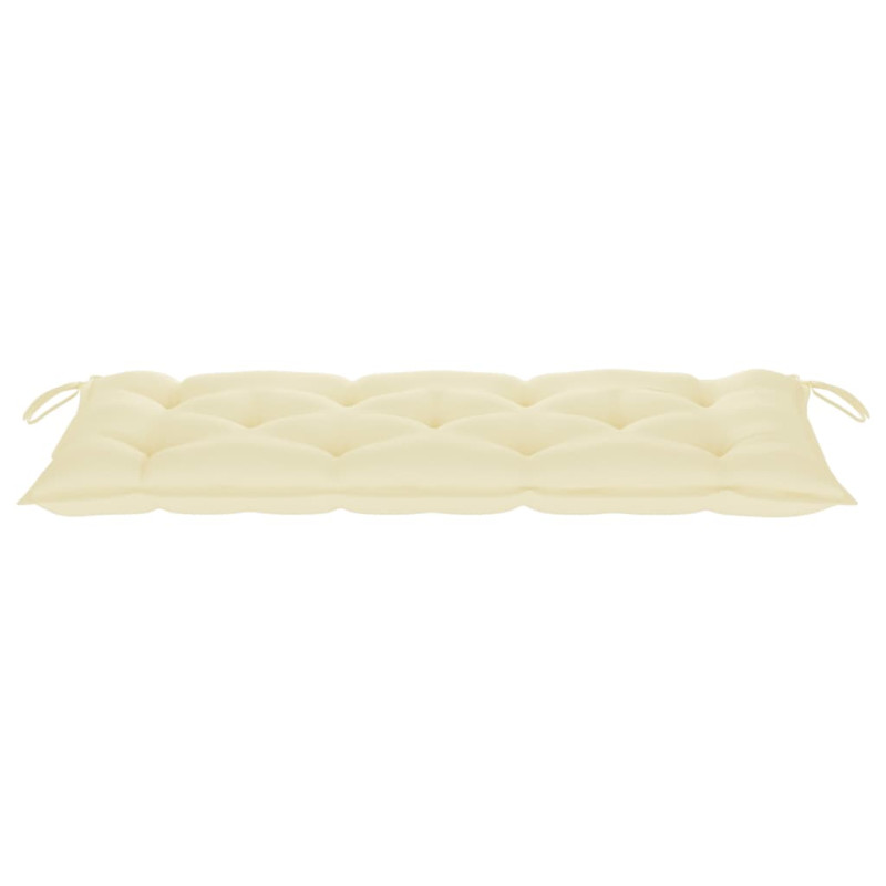 Ławka Batavia z kremową poduszką, 120 cm, lite drewno tekowe