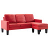 3-osobowa sofa z podnóżkiem, czerwona, sztuczna skóra