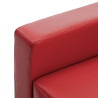 3-osobowa sofa z podnóżkiem, czerwona, sztuczna skóra