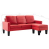 3-osobowa sofa z podnóżkiem, czerwona, sztuczna skóra
